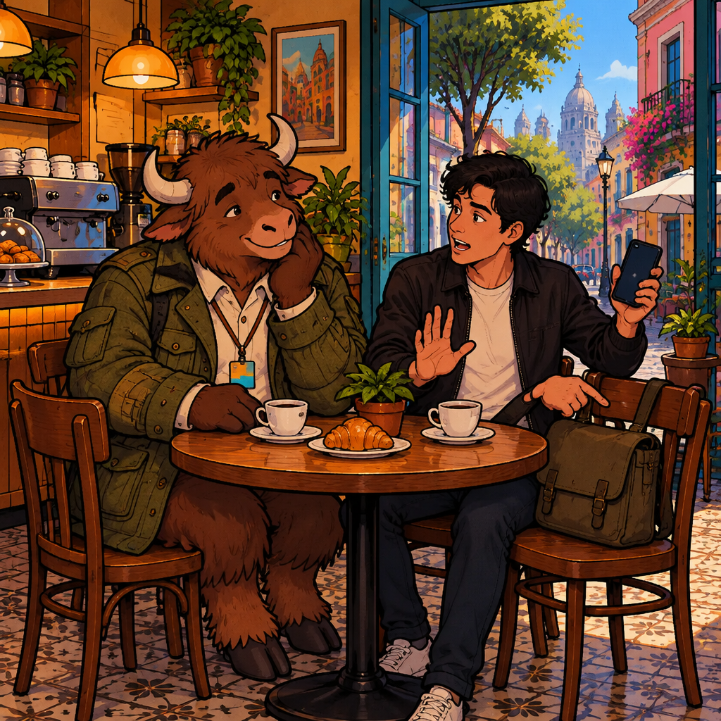 Justin explains that he stopped checking his phone in bed because it made him late, while Yako listens sympathetically.