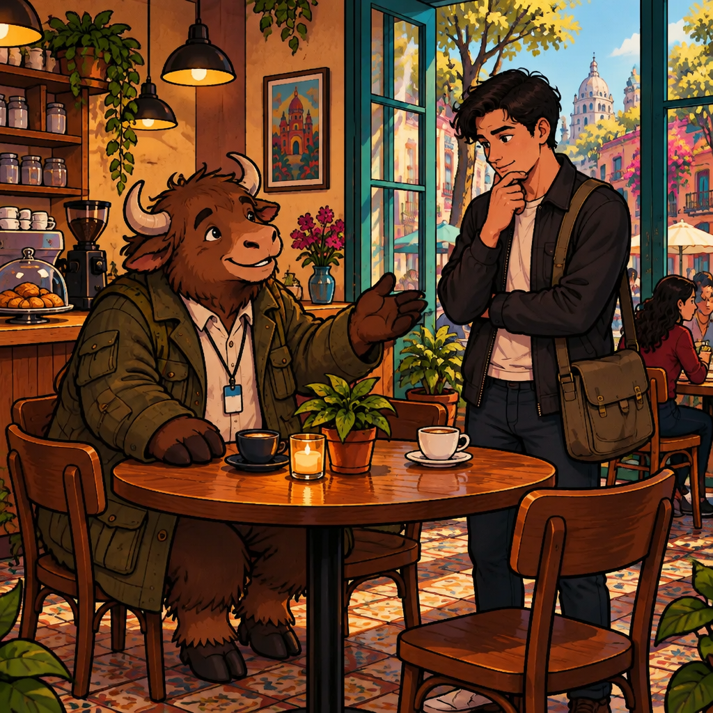 Yako asks Justin to recommend something about music.