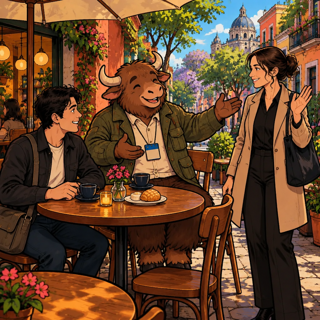 Yako introduces himself as Amanda's friend while Amanda approaches and Justin recognizes the connection.