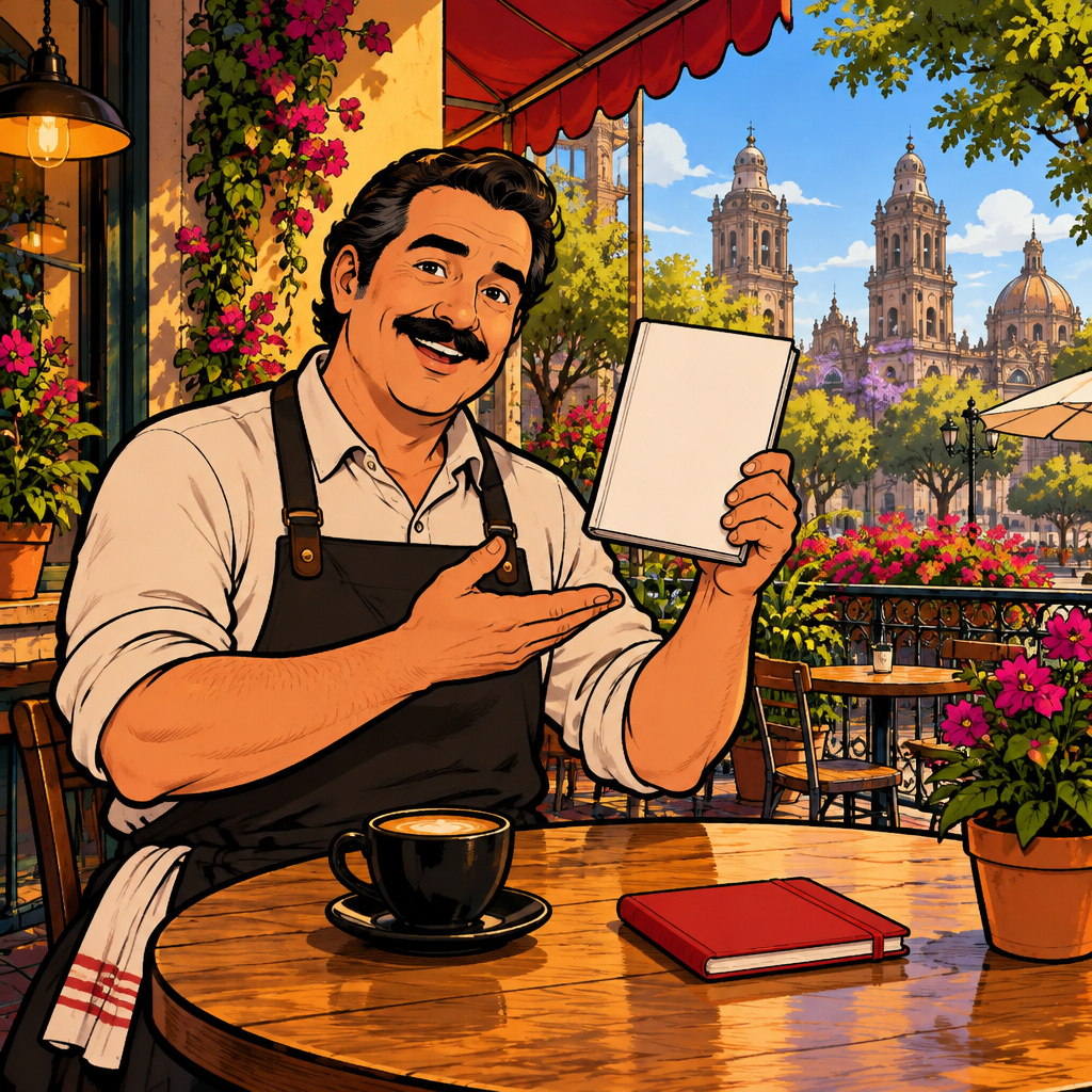 Michael holds up the white book and explains its color.