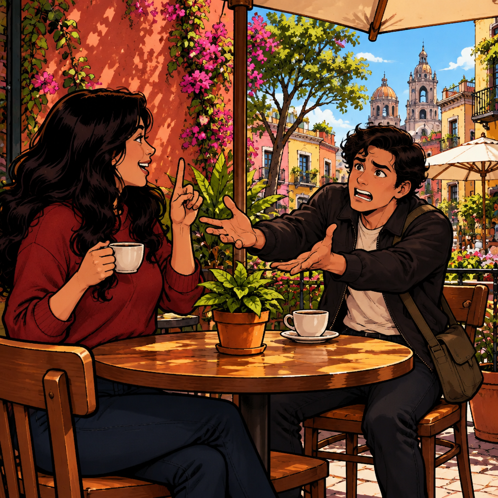 Justin dramatically pleads with Megan not to stop the story at its most interesting moment.