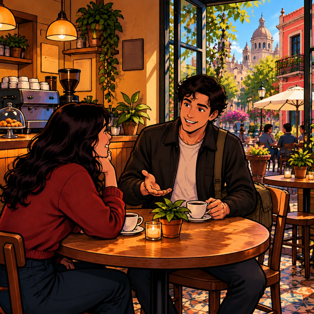 Justin settles back into an eager listening pose and invites Megan to tell the whole story.