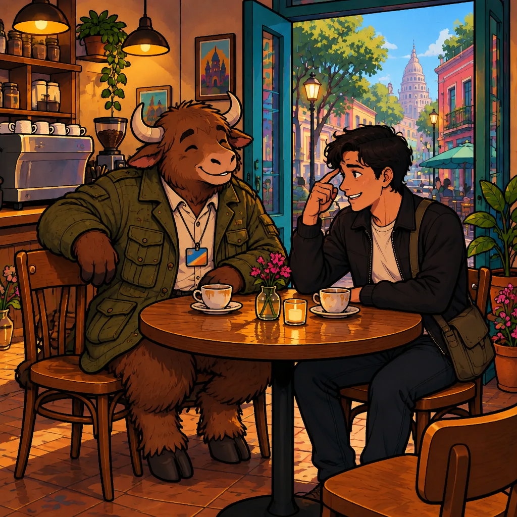 Justin taps his temple and glances at Yako, asking to be reminded if he forgets.