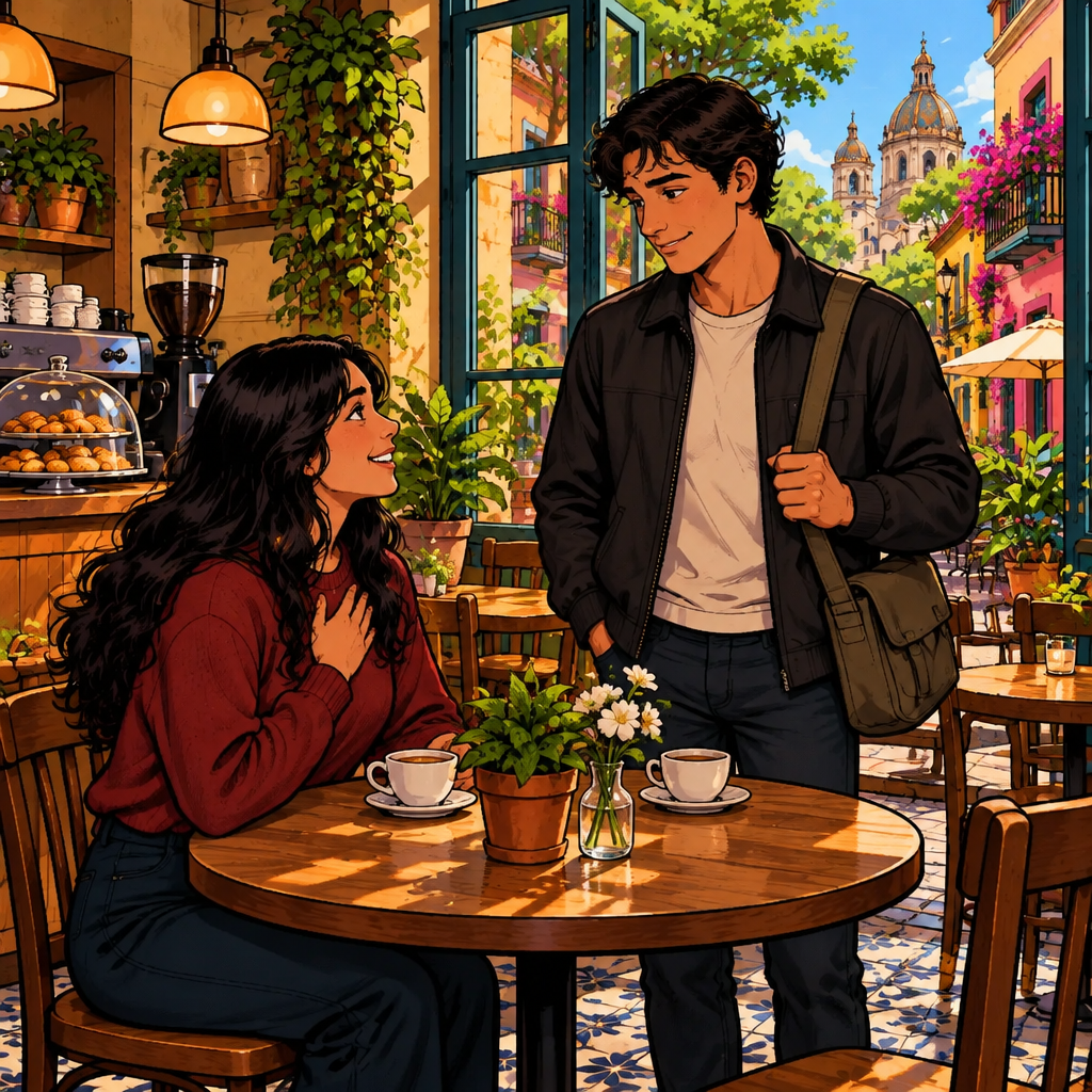 Megan places a hand over her heart and gives Justin a grateful, relieved look after his careful explanation.