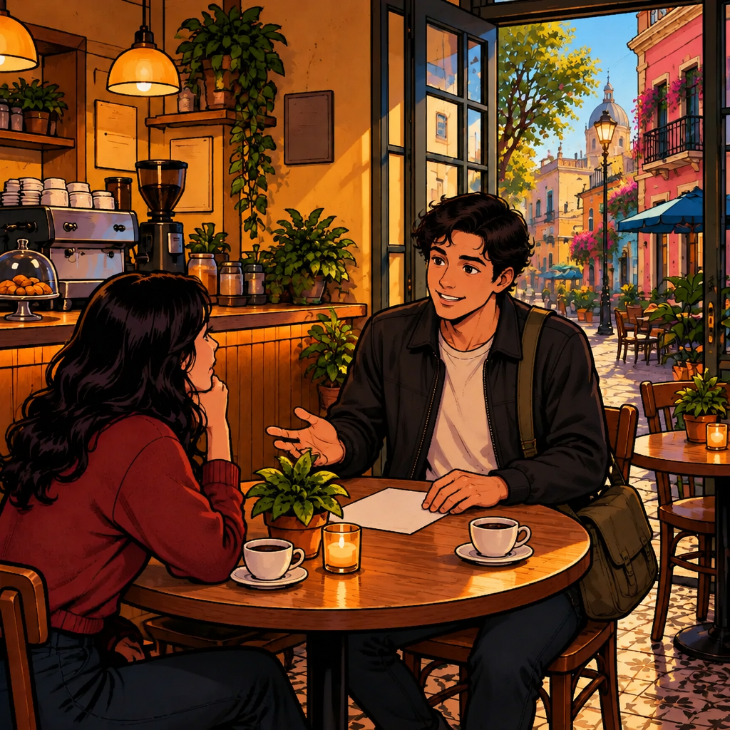 Justin gives Megan calm, thoughtful advice while she looks at the job offer and waits for his judgment.