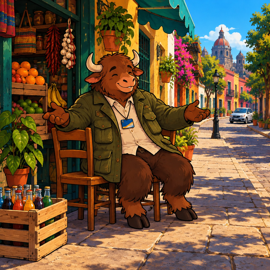 Yako spreads his paws and looks toward the distant street, accepting that the answer will come later.