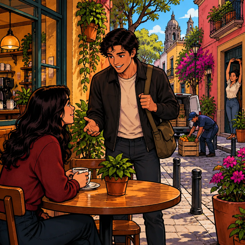 Justin gives Megan a caring, protective look as he tells her to take care.