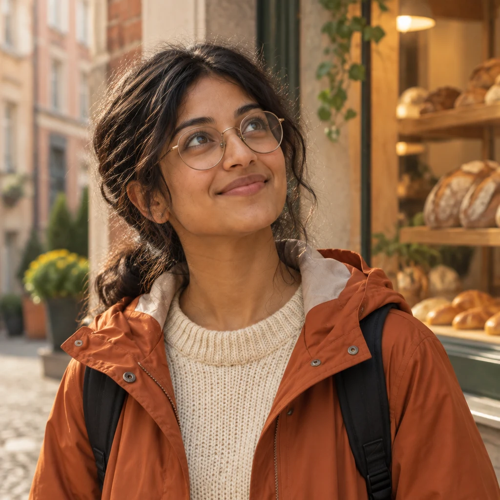 Priya looks toward the stopped clock as she asks what time it is.