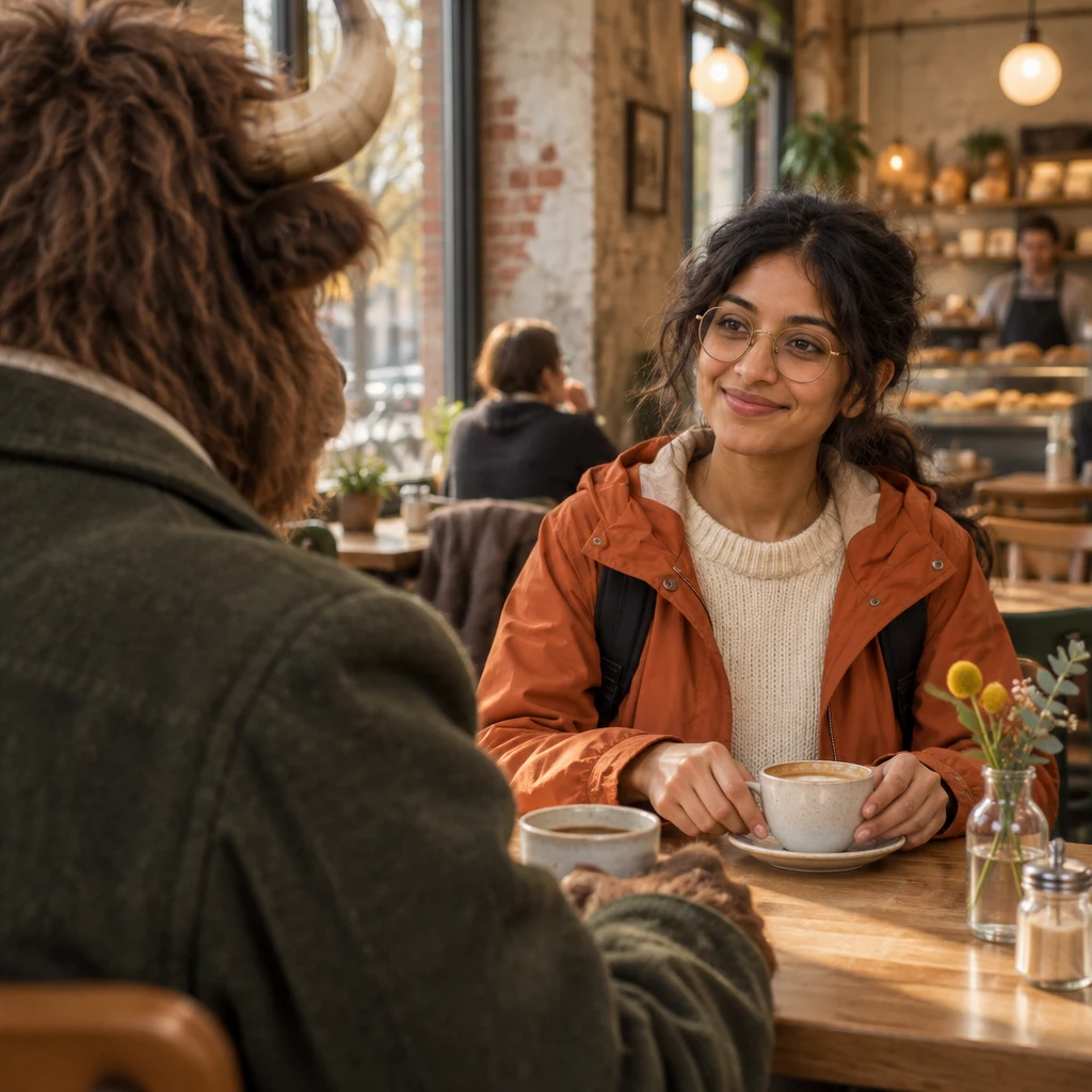Priya sets down her cup with a small, satisfied nod as she describes how much easier things feel now.