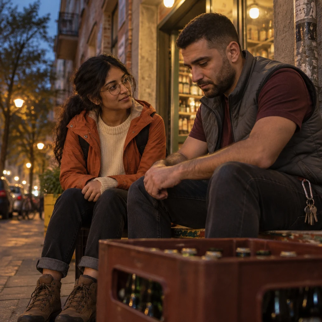 Priya reacts with concern when Deniz tells her the club lost its match.