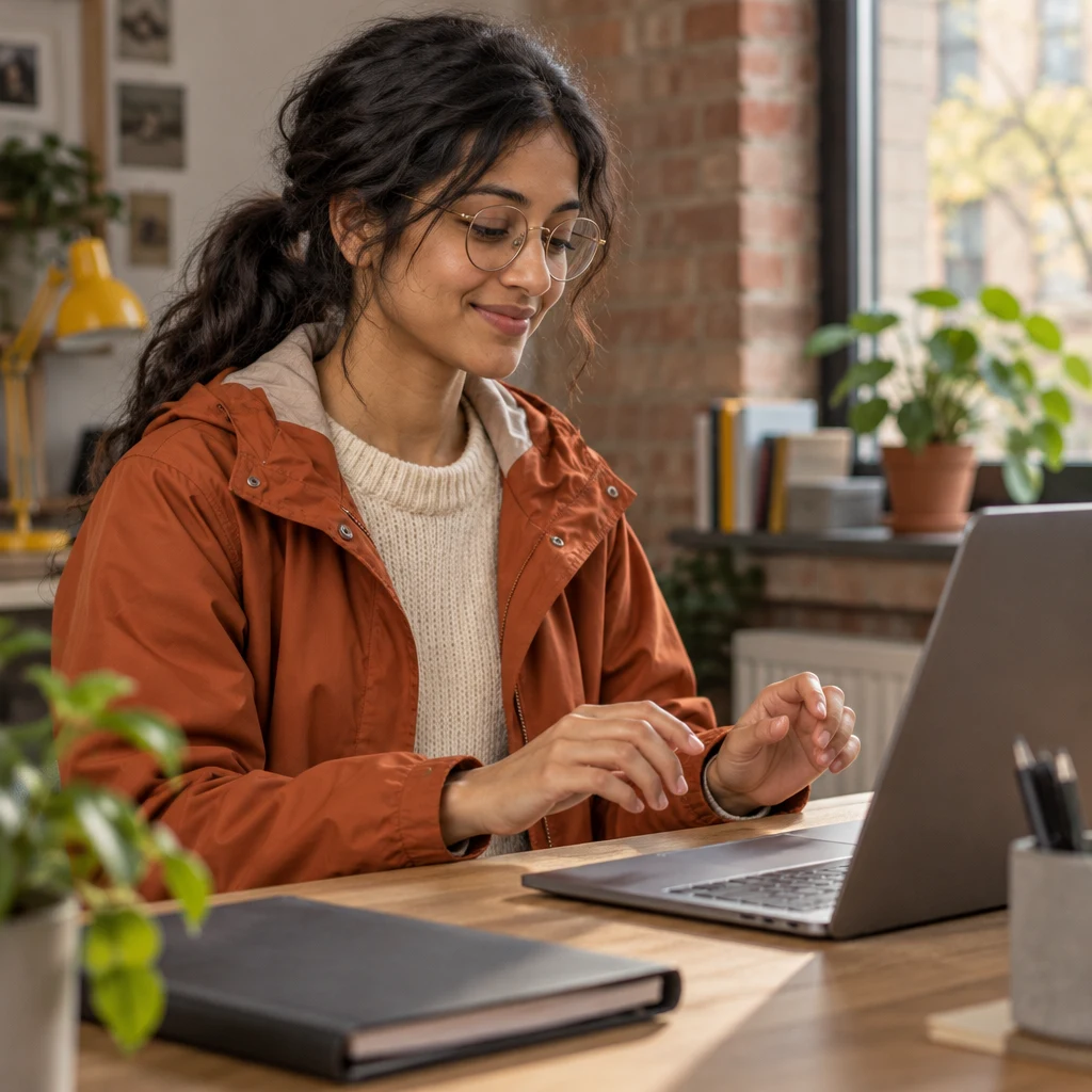 Priya's hands leave the keyboard after she adds a brief note of thanks.