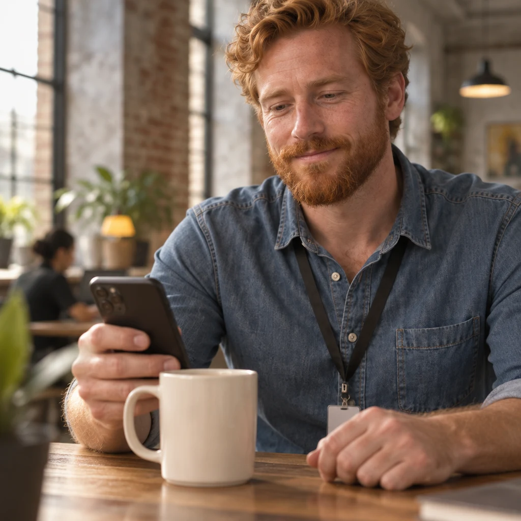 Jonas holds his phone near the untouched mug as Jule's voice message plays.