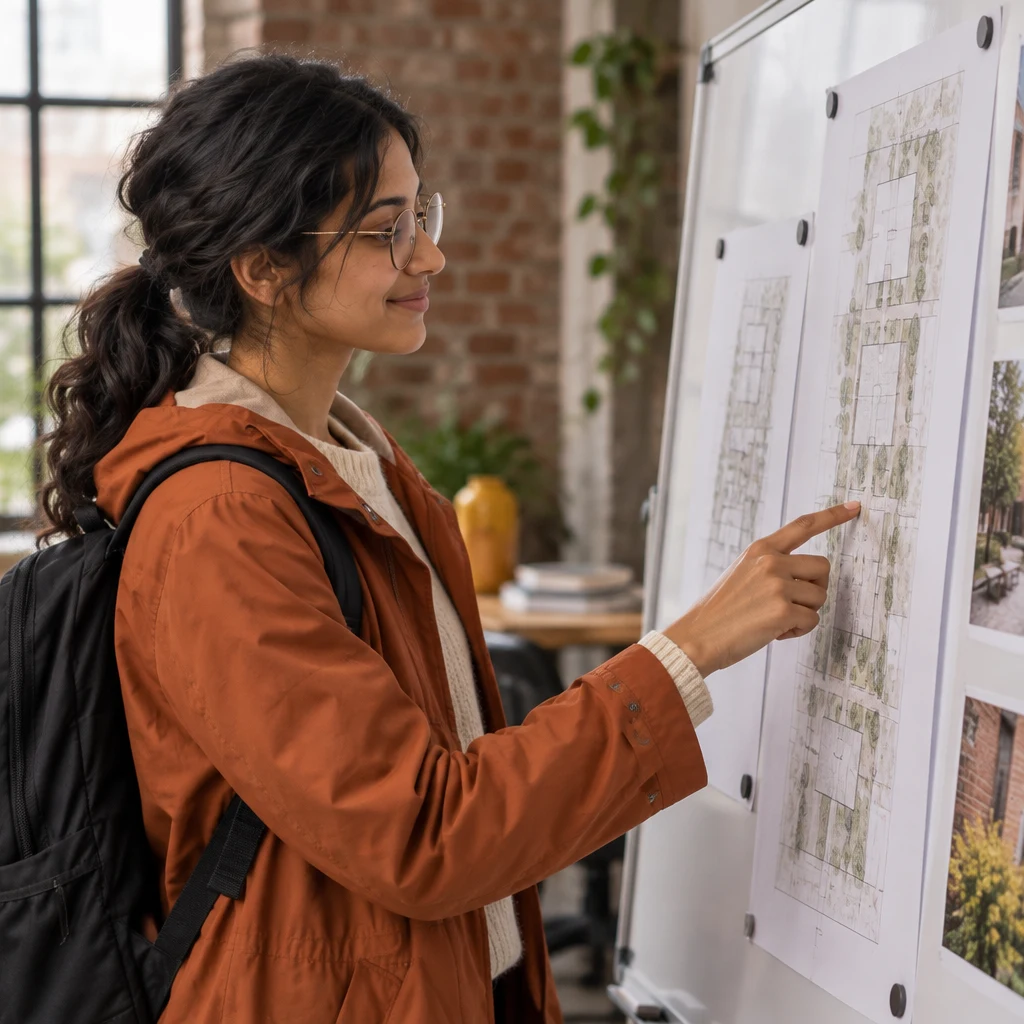 Priya indicates a middle section of the longer draft for a small revision.