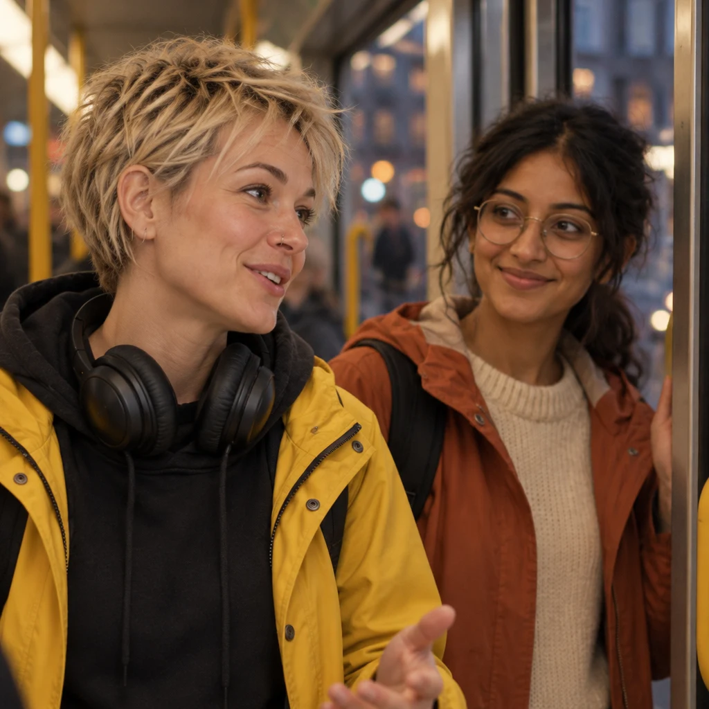 Jule shares that music is her favourite subject as Priya listens.