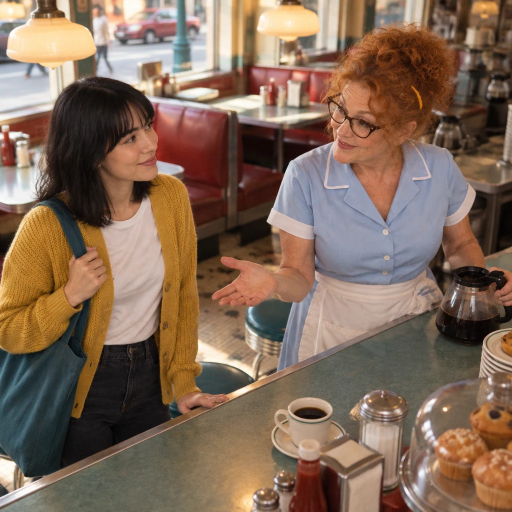 Dee asks Ana how she is while Ana pauses by the counter.