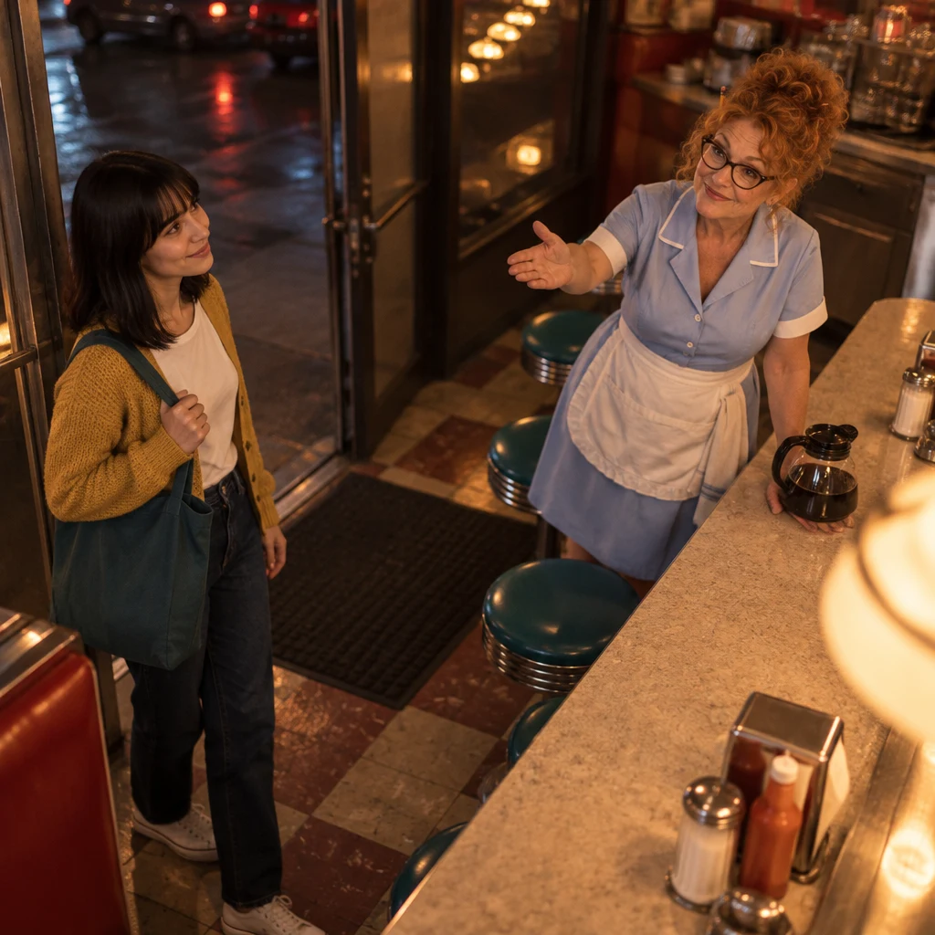 Dee nods and gestures toward the exit as Ana gets ready to leave.