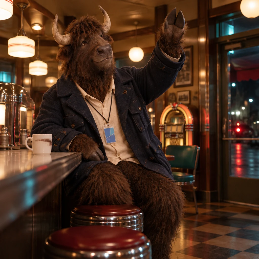 Murray raises an arm in a slow night farewell while his coffee remains full.