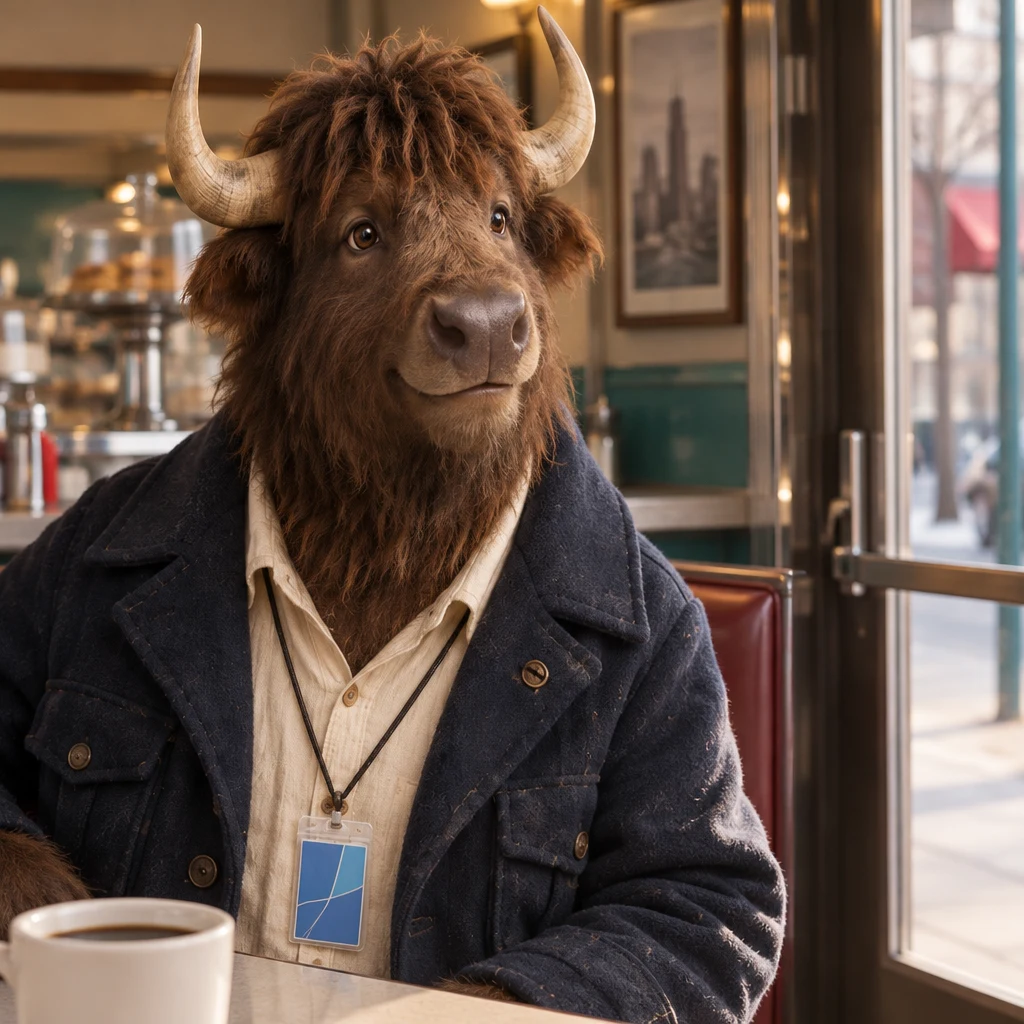 Murray turns toward the exit and gives a small nod from beside his unfinished coffee.