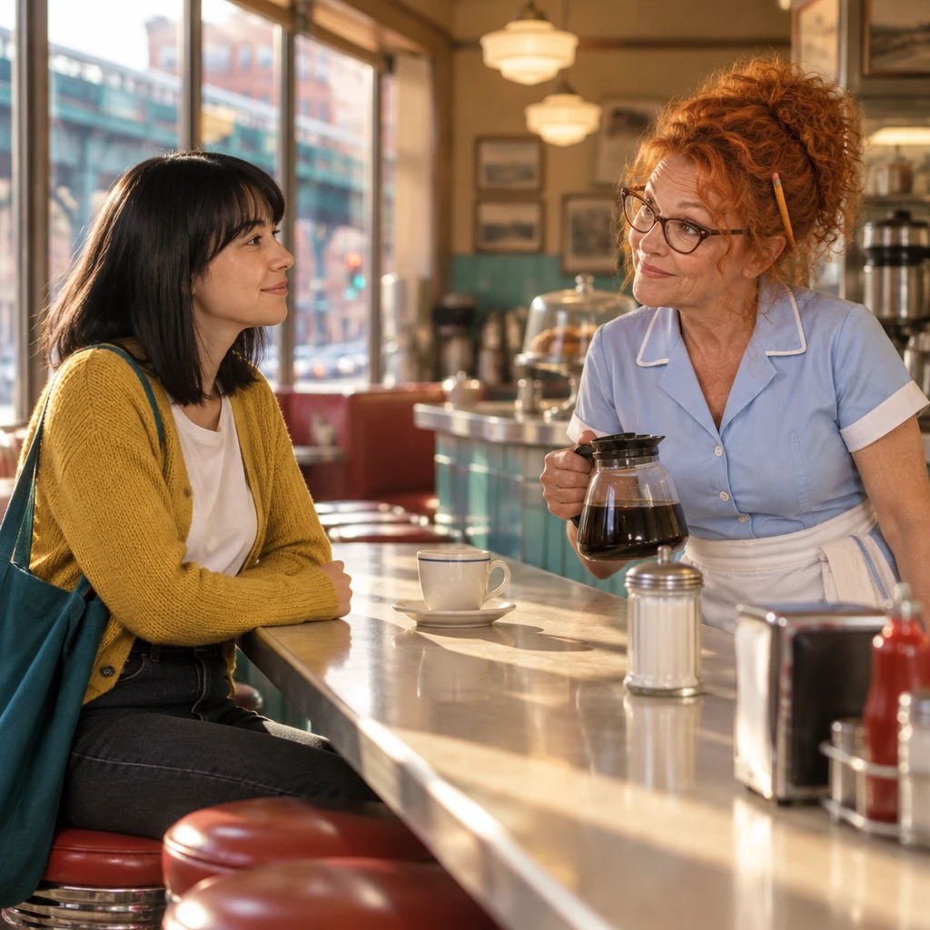 Dee asks Ana if she is from this place, and Ana answers no with a calm head shake.