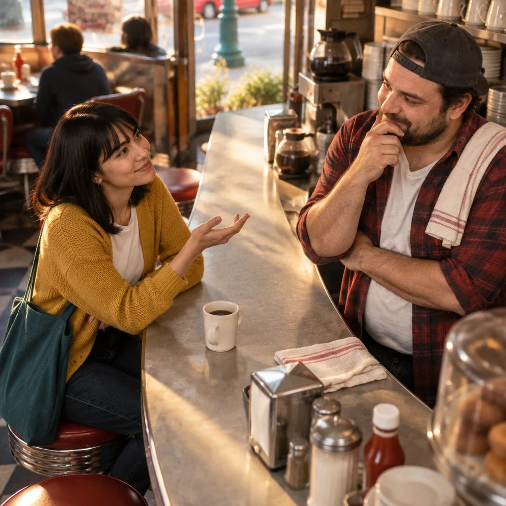 Ana raises a hand as she asks Danny when the events took place.