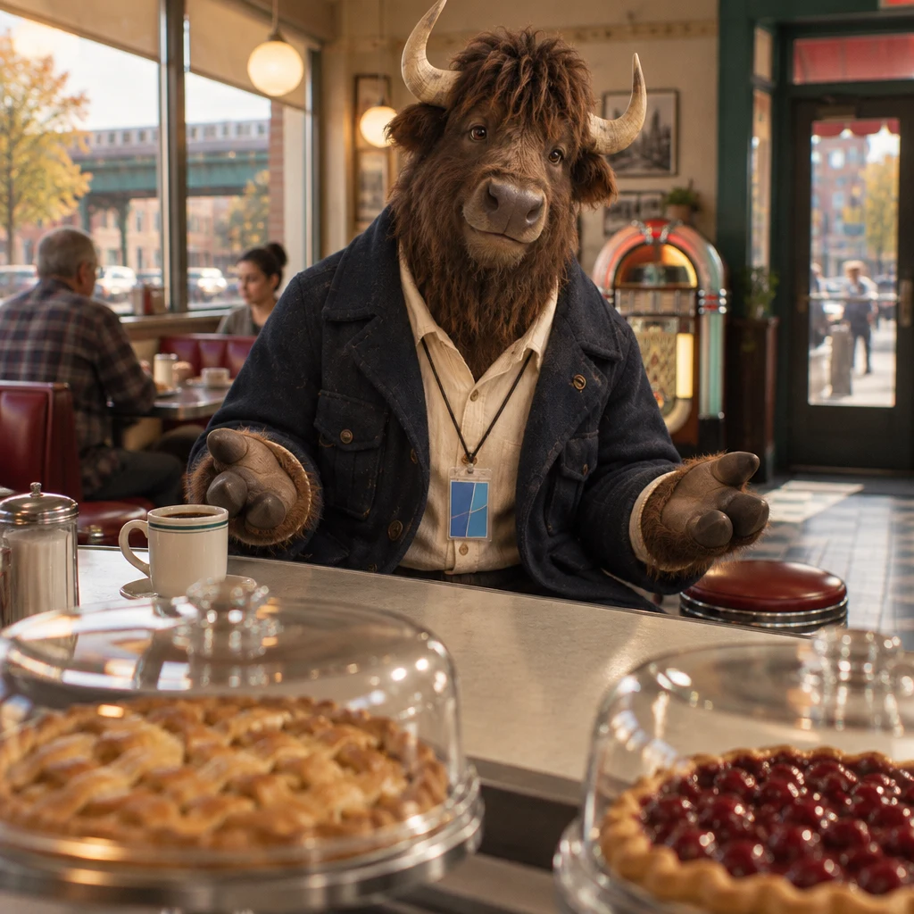 Murray opens his hands toward both pies, comfortable with either choice.