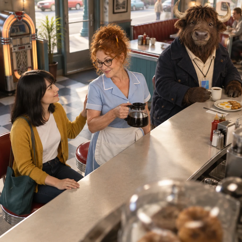Ana reassures Dee about her family as Dee lifts the coffee pot and Murray’s coffee remains unfinished.