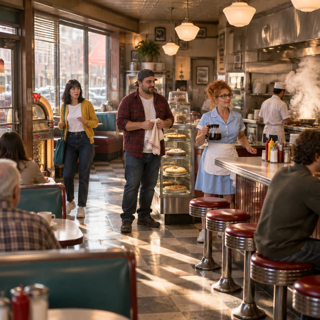 Ana steps back from the steaming kitchen pass as Danny and Dee remain ready to guide everyone calmly.