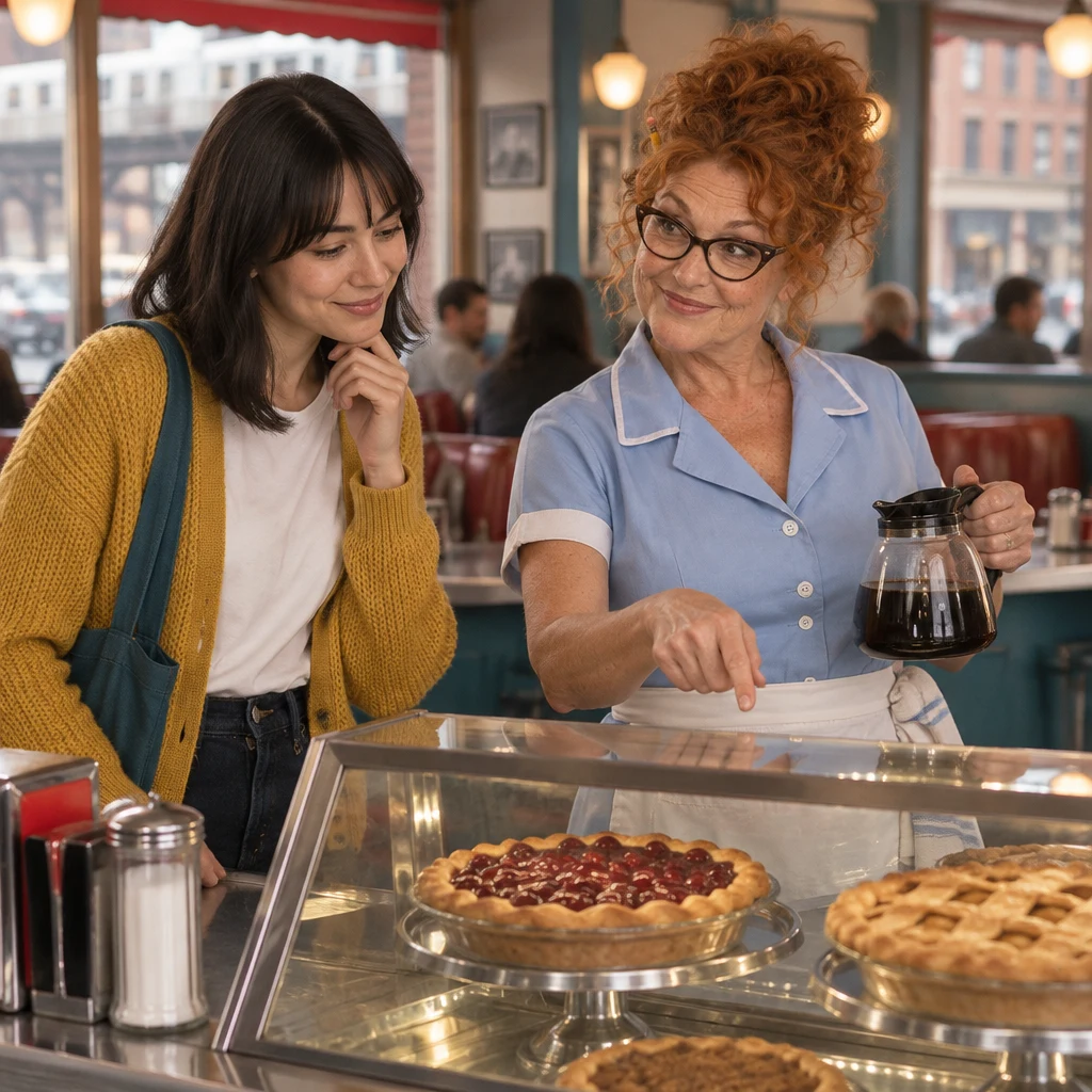 Dee points out the cherry pie as Ana considers it her favorite.