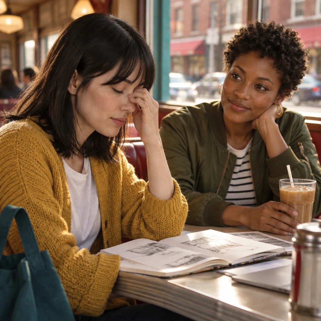Ana looks worn out as Tasha leans toward her and asks how late she stayed awake.
