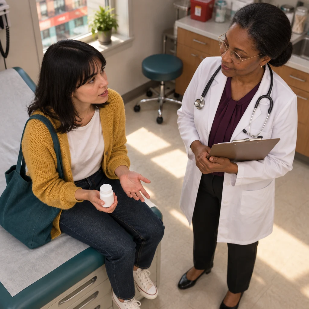 Ana explains that she tried a medicine but still feels unwell.