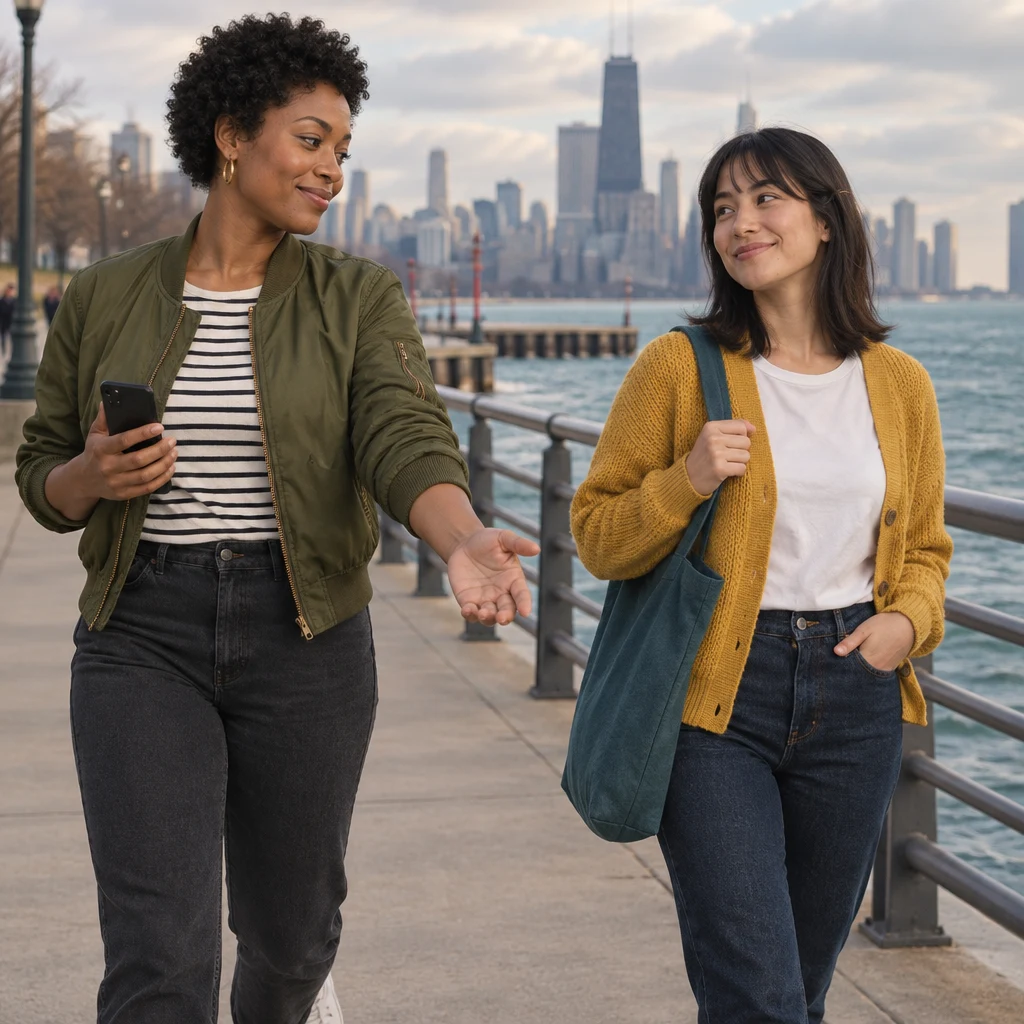 Tasha invites Ana to join her on the lakefront path.