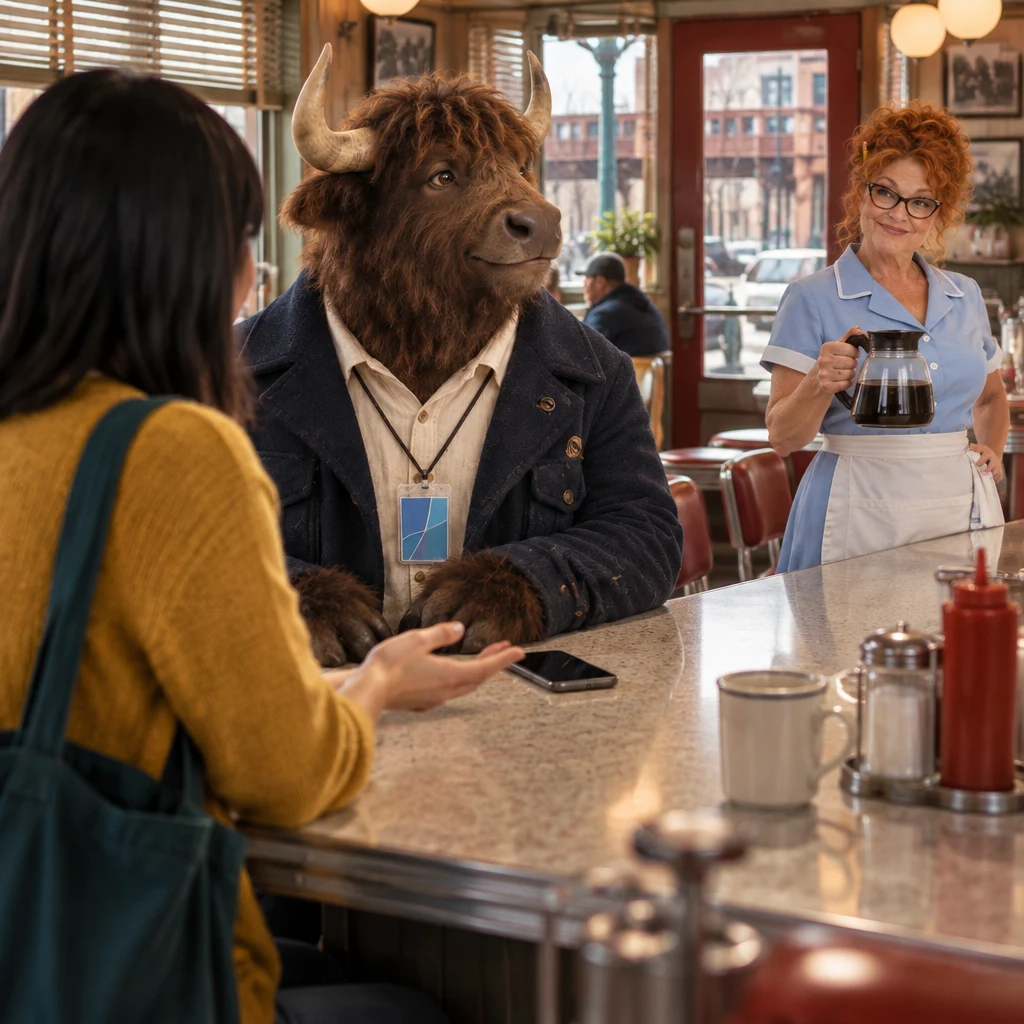 Murray checks Ana’s dark phone while glancing toward Dee.
