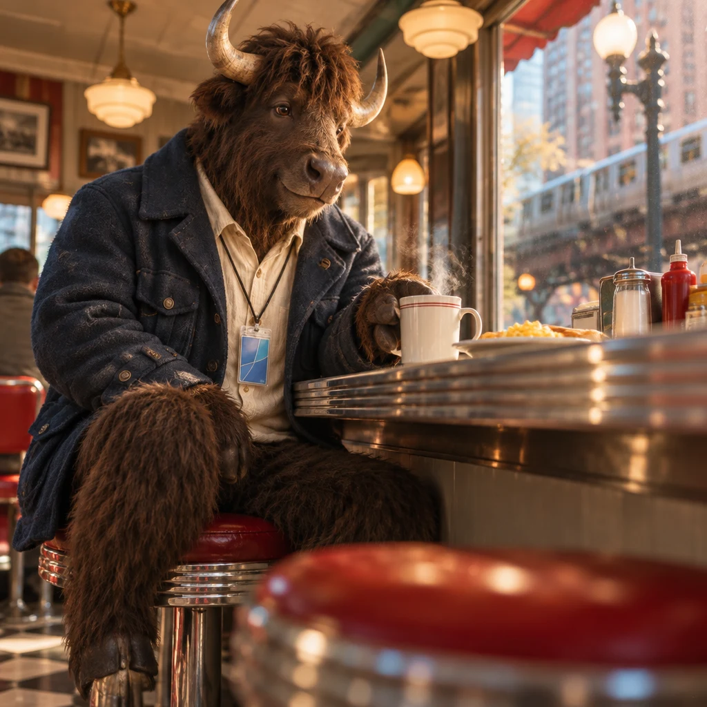 Murray taps his cup while checking whether the steaming coffee is cold.