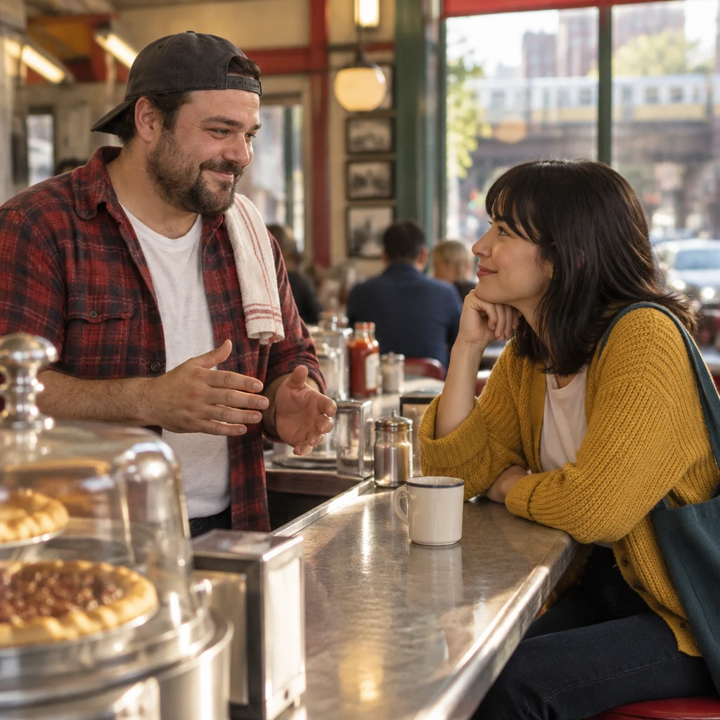 Danny gives Ana a relaxed answer about working part-time.