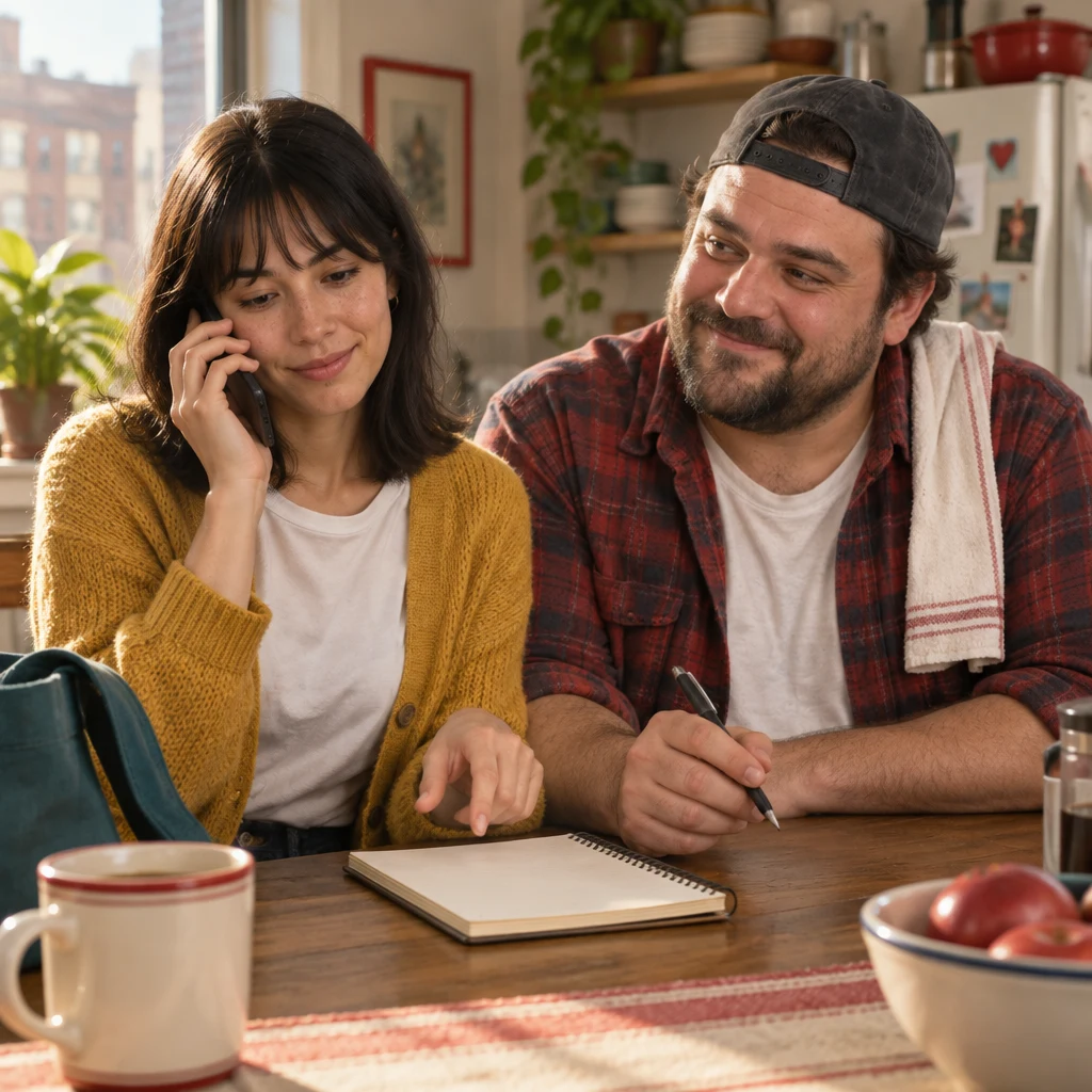 Ana keeps the phone to her ear and lifts her free hand over a blank notepad as she asks to leave a message.