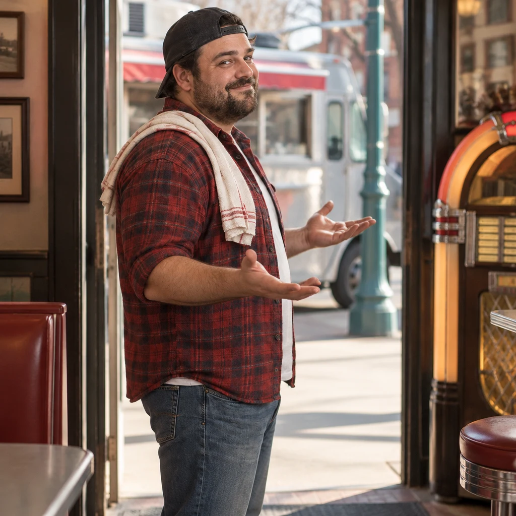 Danny opens both palms in a relaxed shrug to distance himself from the rumor.