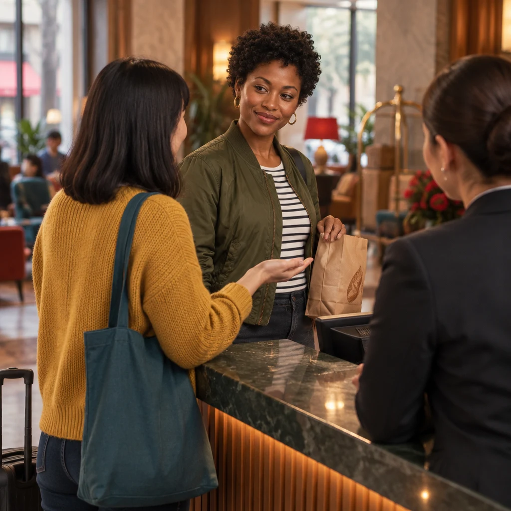 Ana indicates that the booking is in Tasha's name.