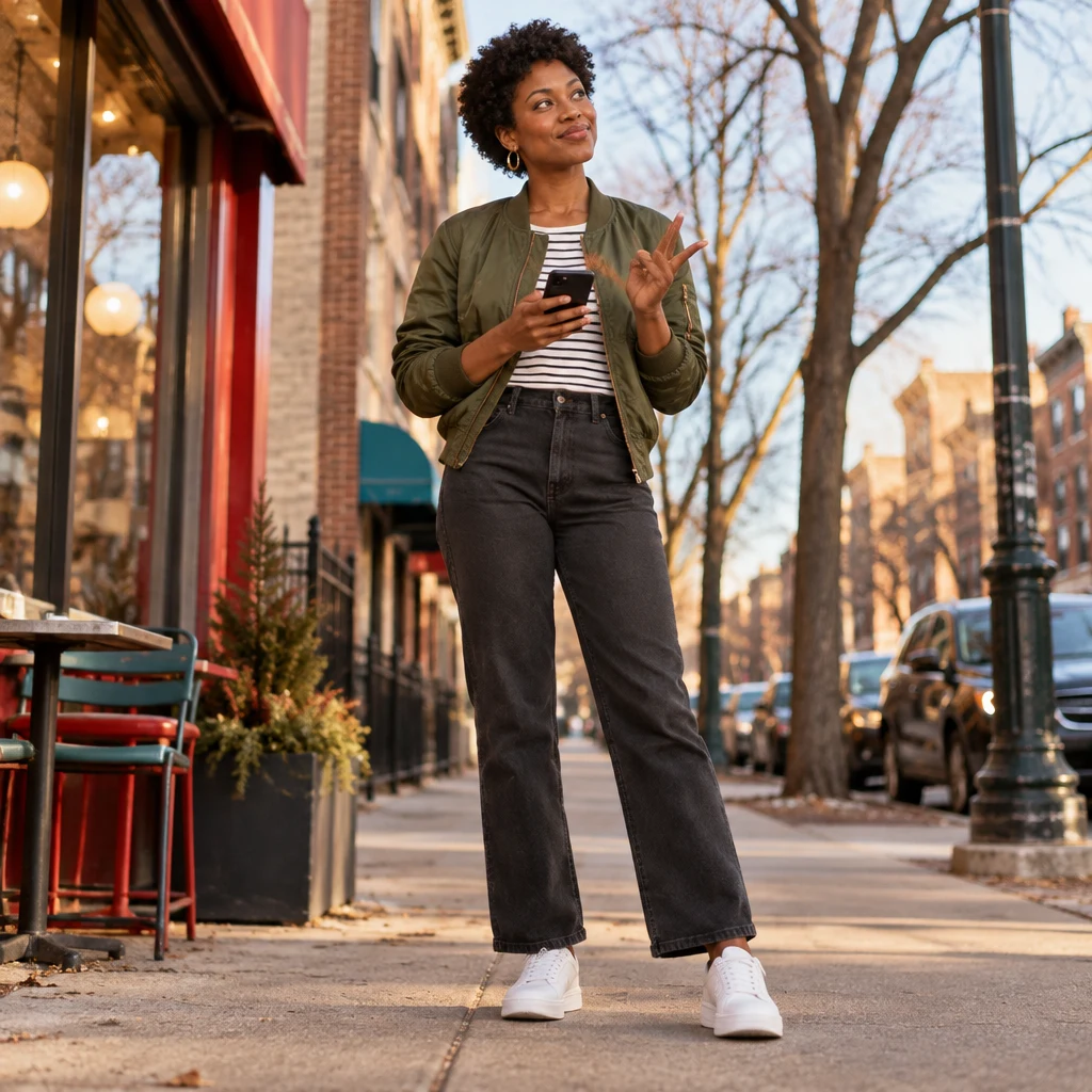 Tasha considers which day works best while walking along Milwaukee Avenue.