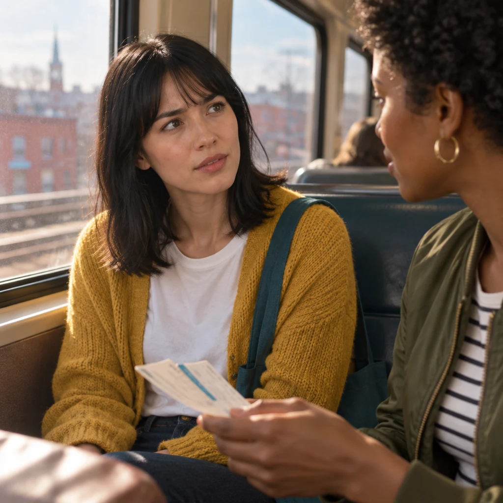 Ana turns toward Tasha and studies the tickets in her hands.