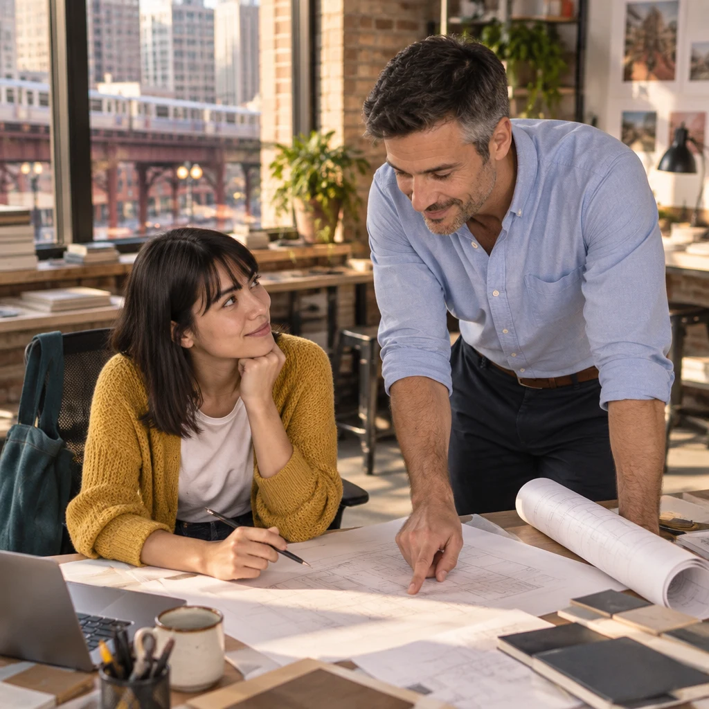 Marcus points toward Ana’s paper as he asks whether she has read the news story.