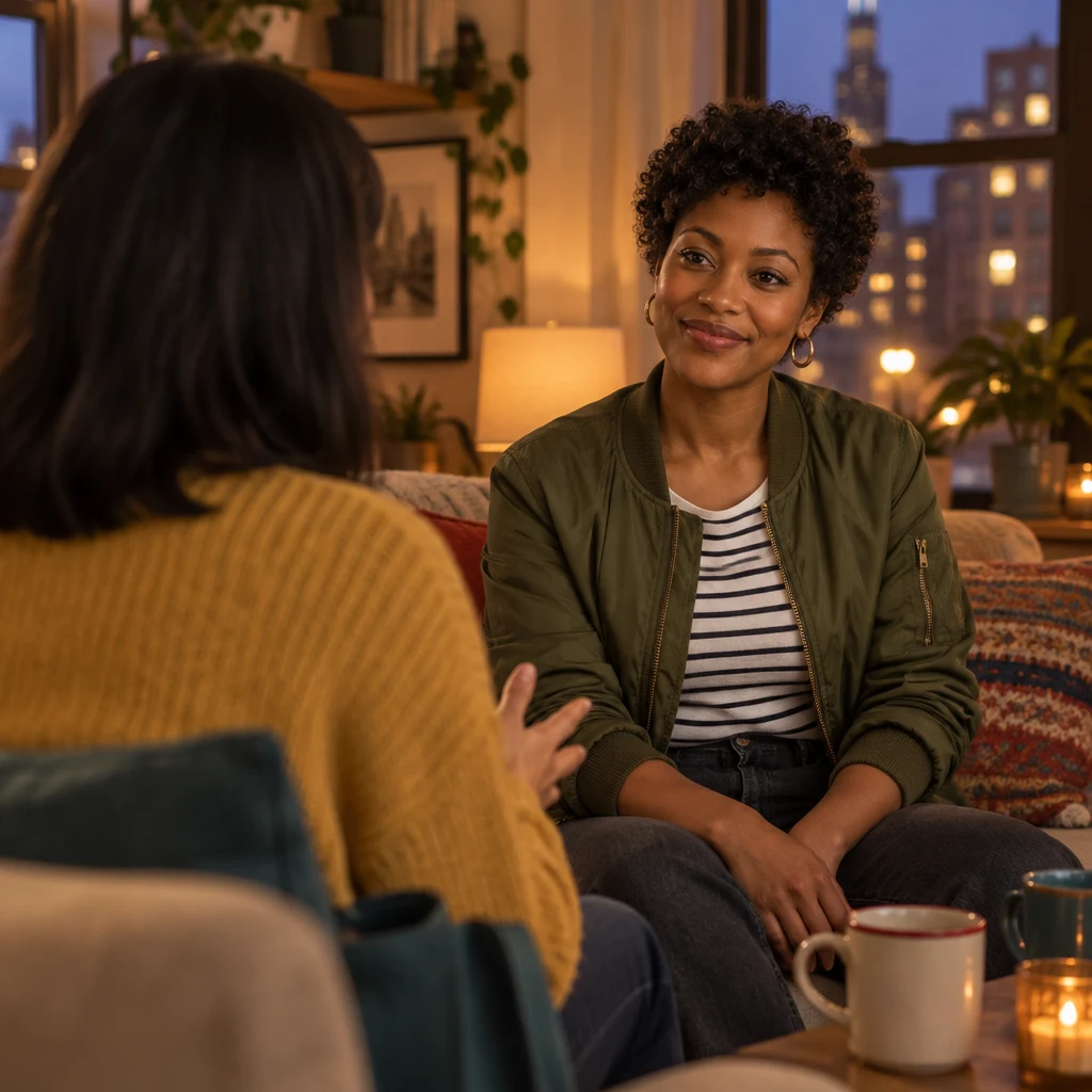 Tasha listens attentively to Ana without rushing her.