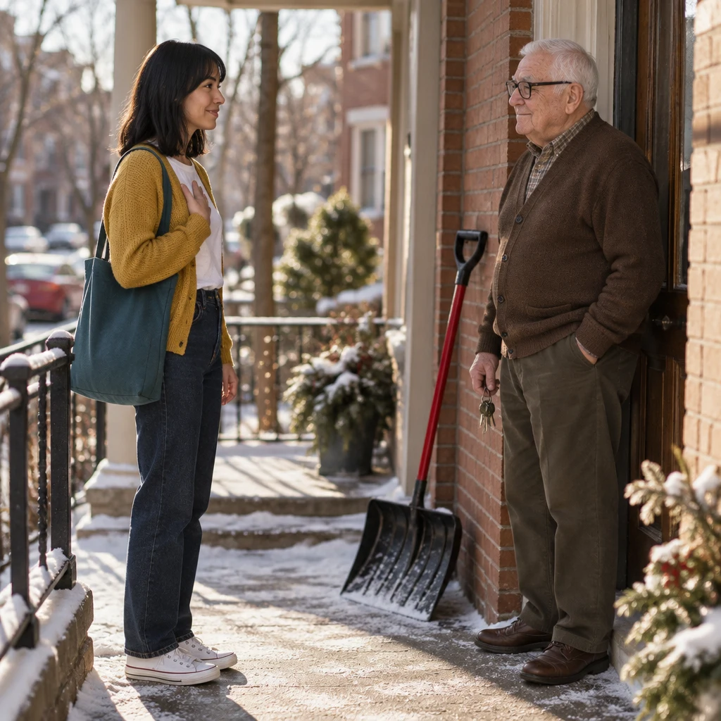 Ana promises that Mr. Kowalski will have the shovel back the next day.