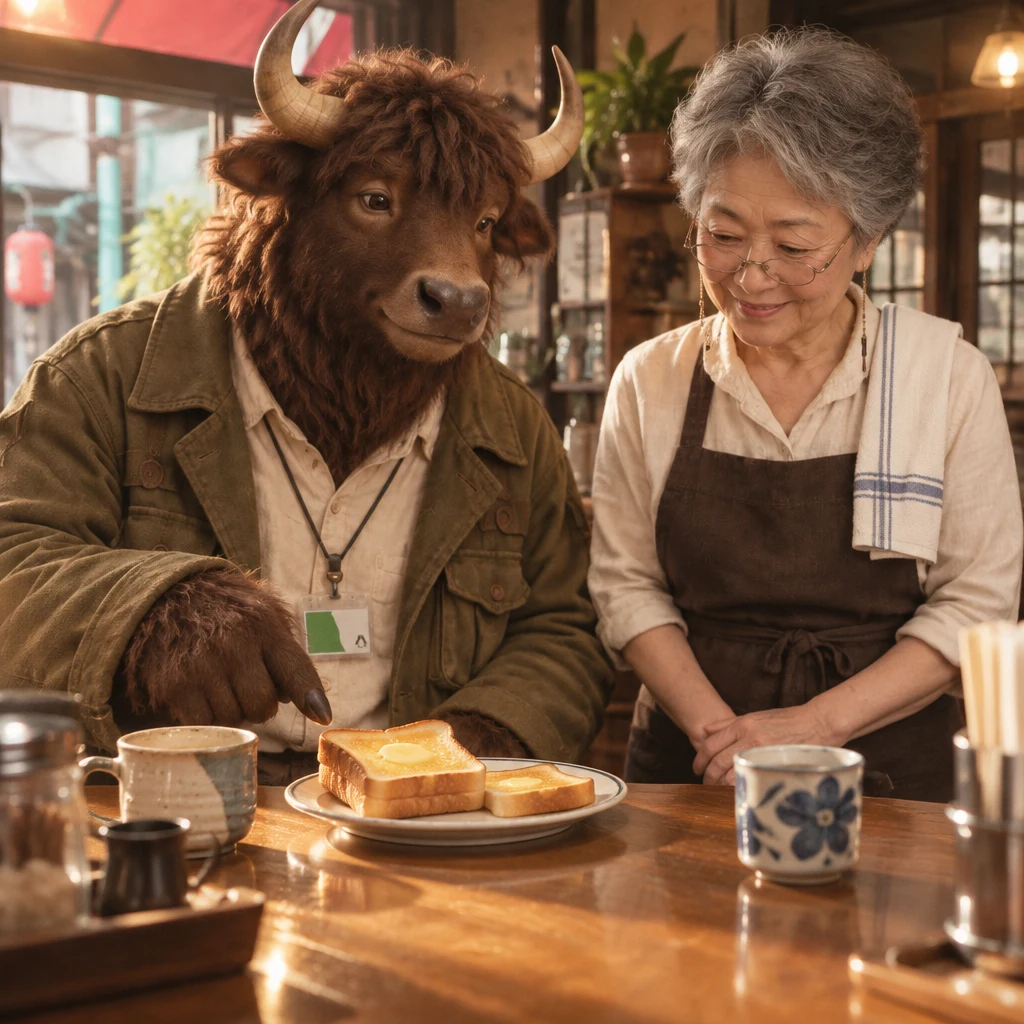 Goro offers the thicker of two slices of buttered toast as another option beside the cups.