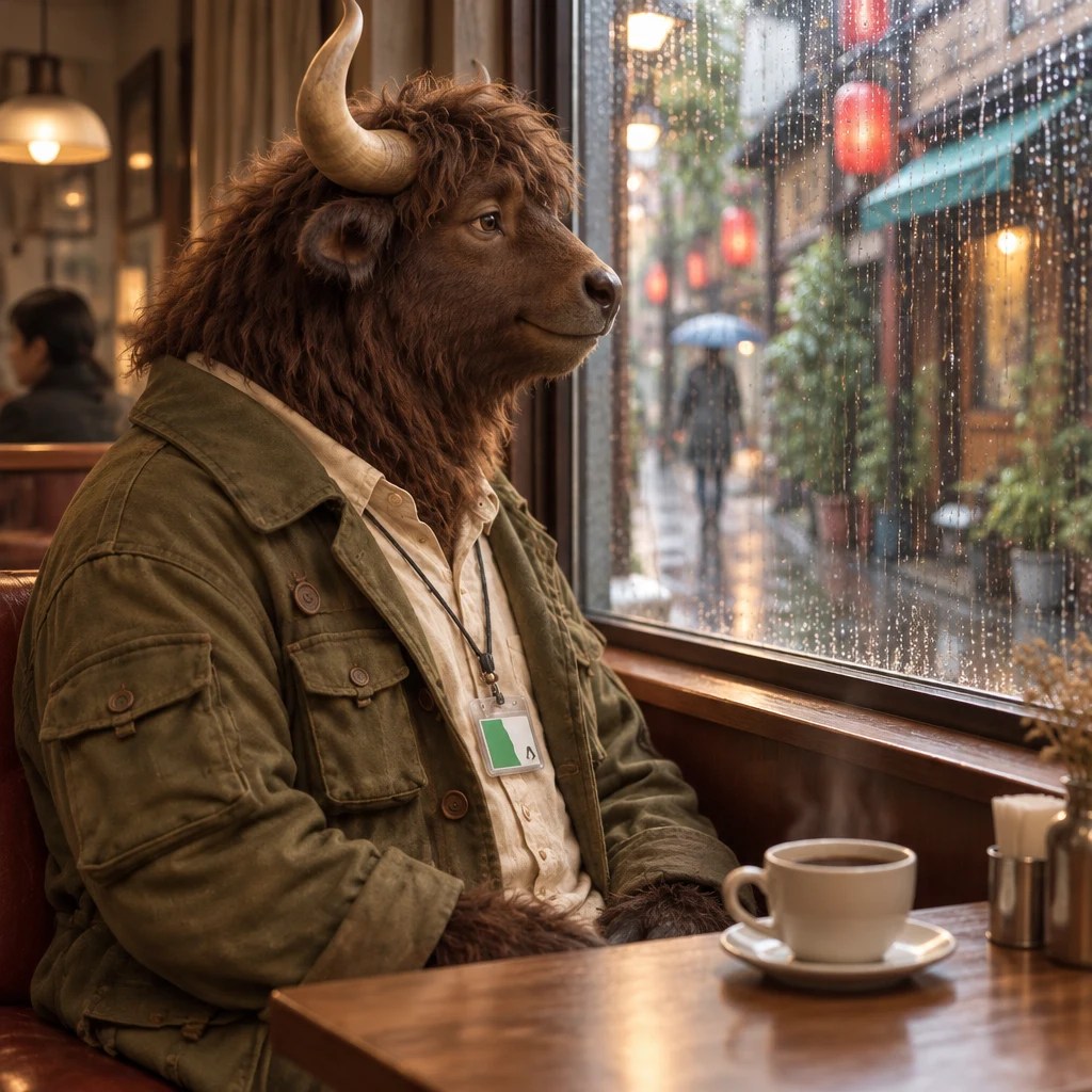 Goro turns toward the rainy window, his full coffee untouched as he recalls coming to the kissa.