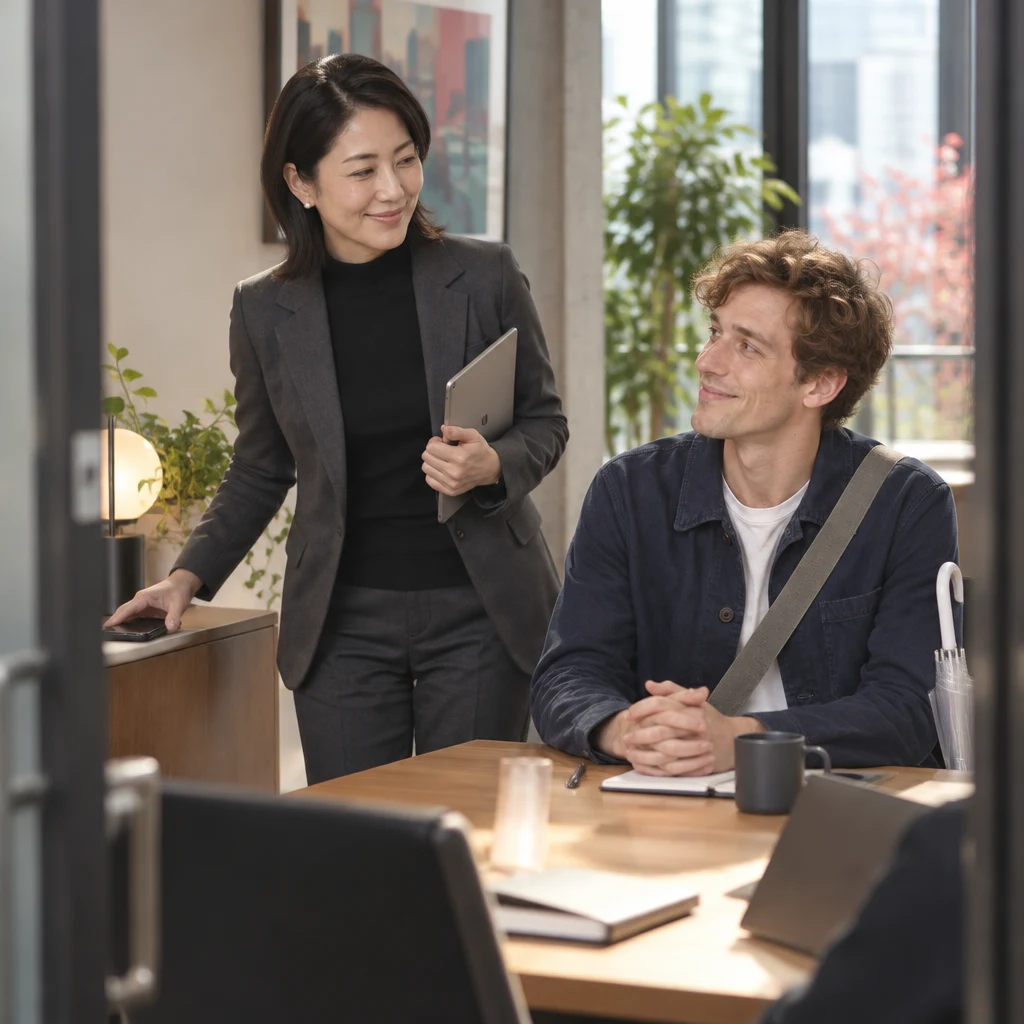 After a brief distraction, Mori-san resumes the meeting and Leo listens.