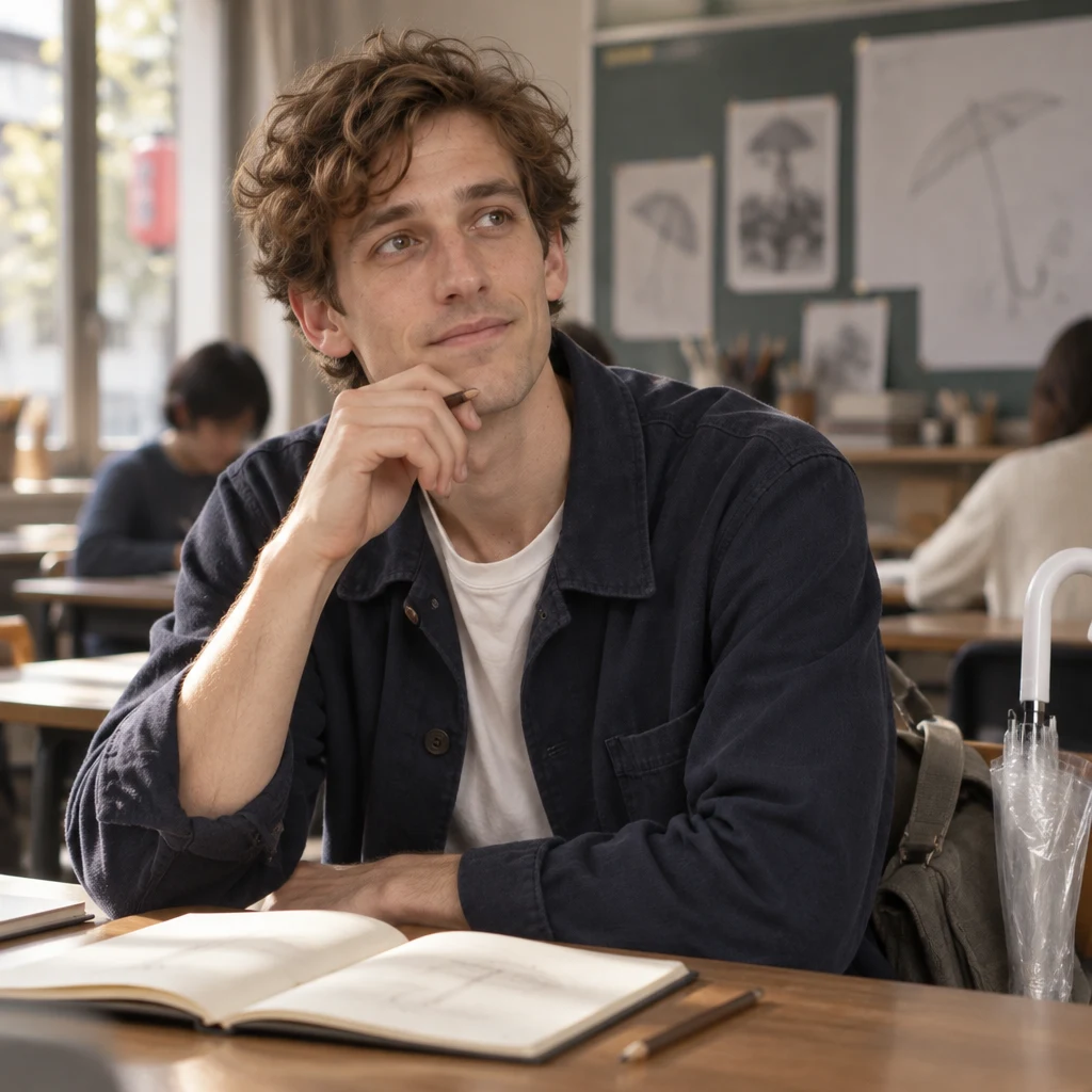 Leo pauses uncertainly before answering the teacher.
