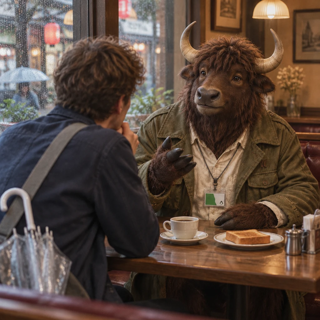 Goro begins telling Leo about the first time he came to Kissa Hotaru.