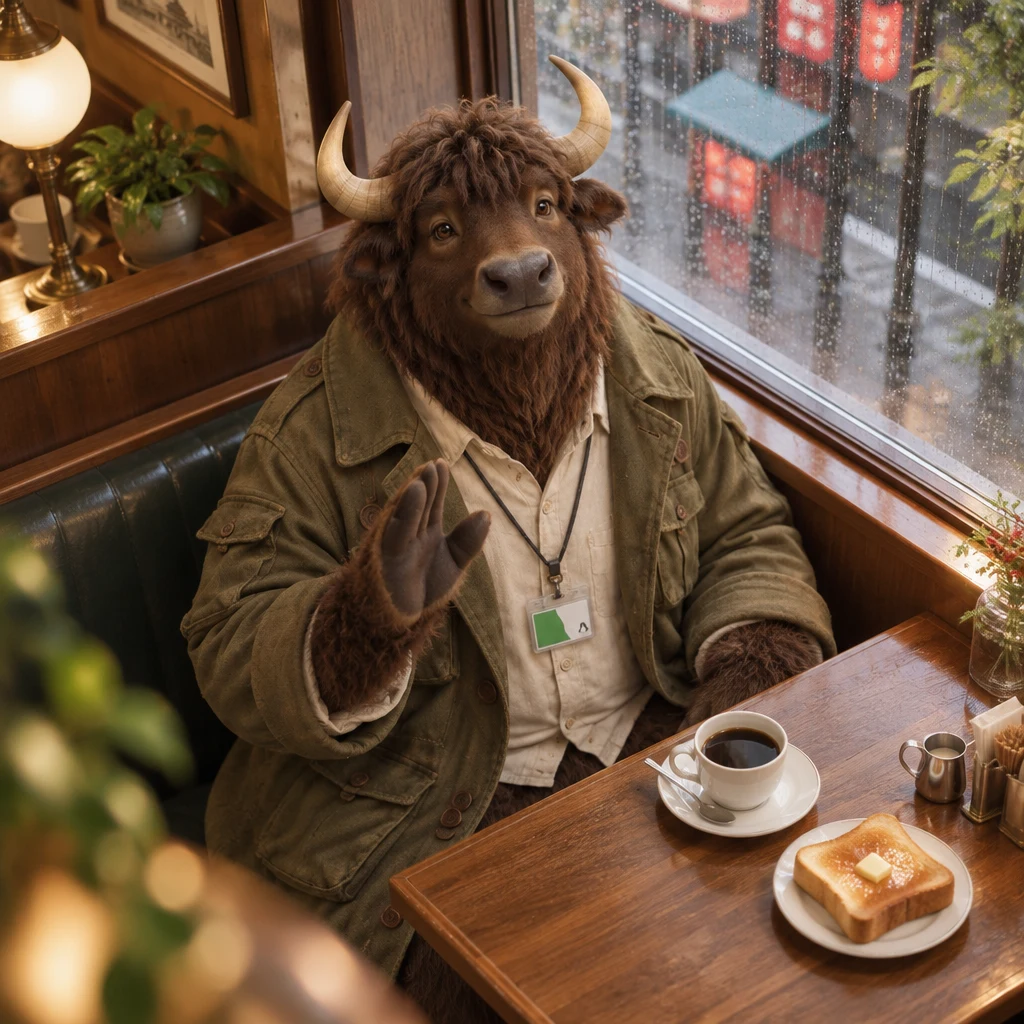 Goro sets the story aside for another time while his toast and coffee remain on the table.
