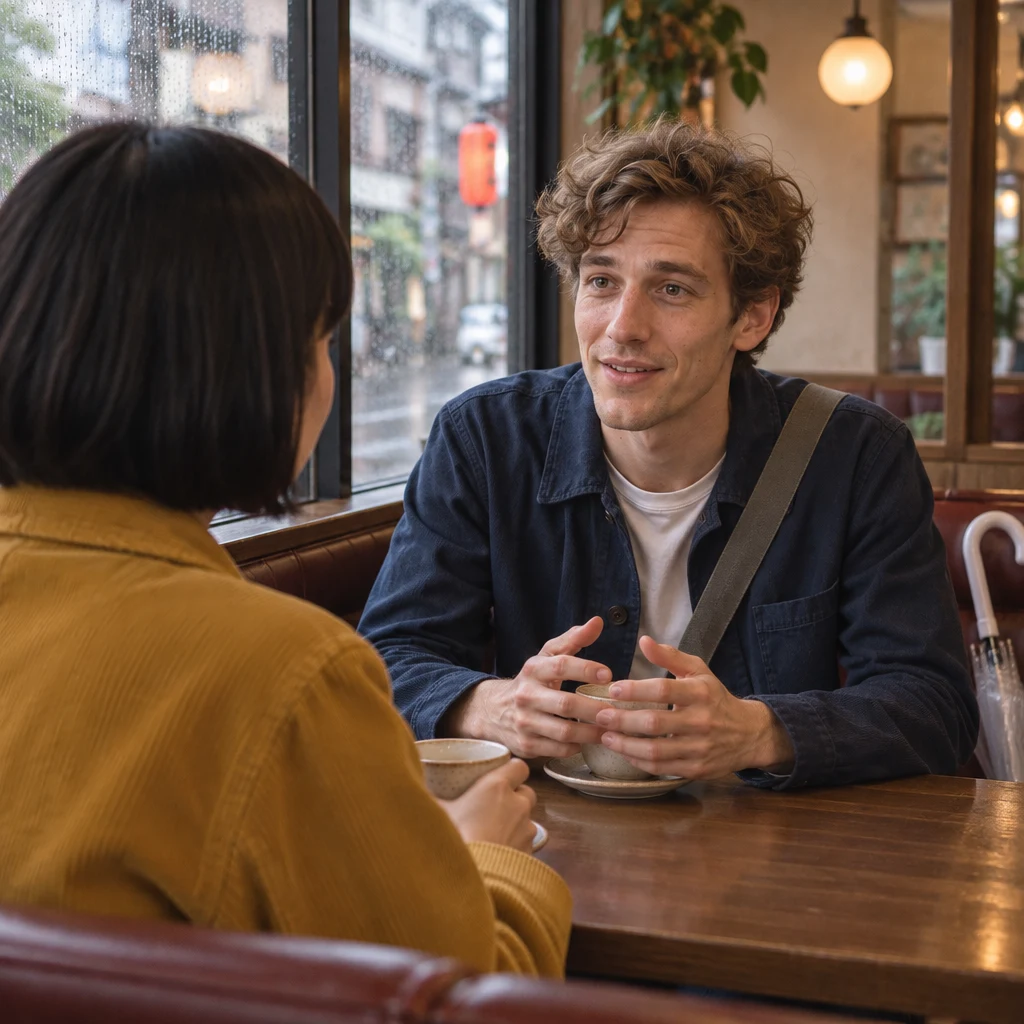 Haruka listens as Leo describes feeling stressed lately.