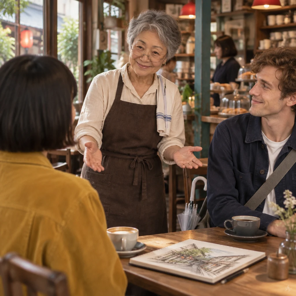 Masako warmly invites Haruka and Leo to join the outing.